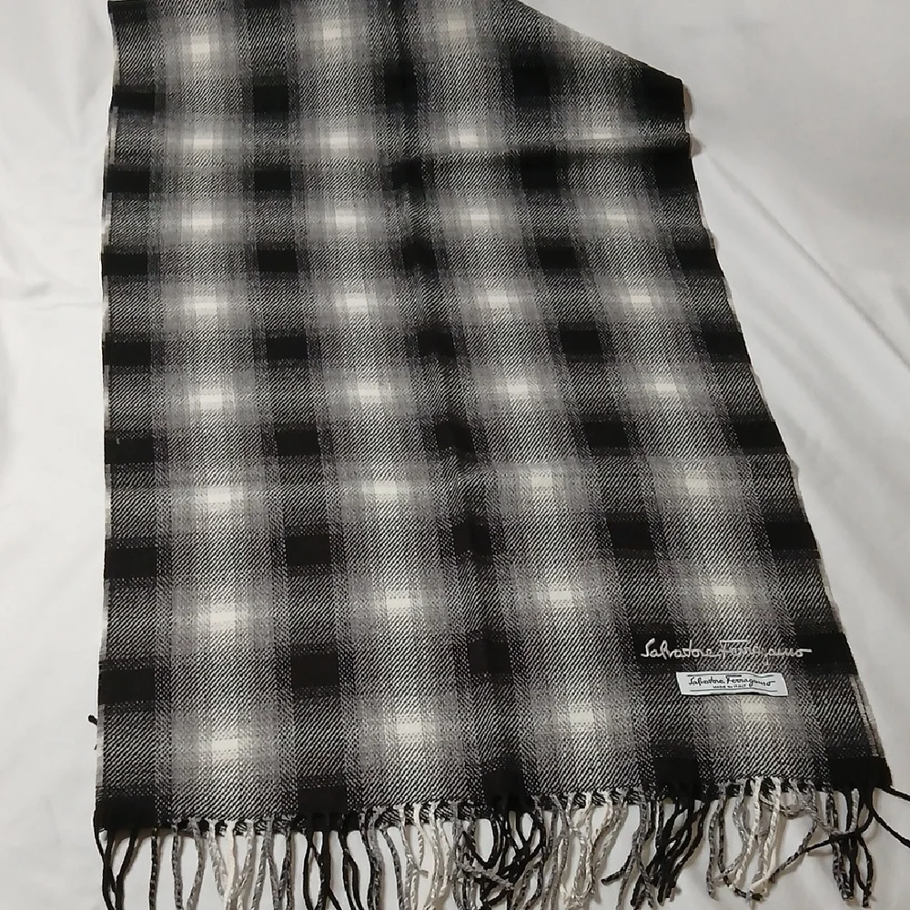 Salvatore Ferragamo Monochrome Checkered Scarf